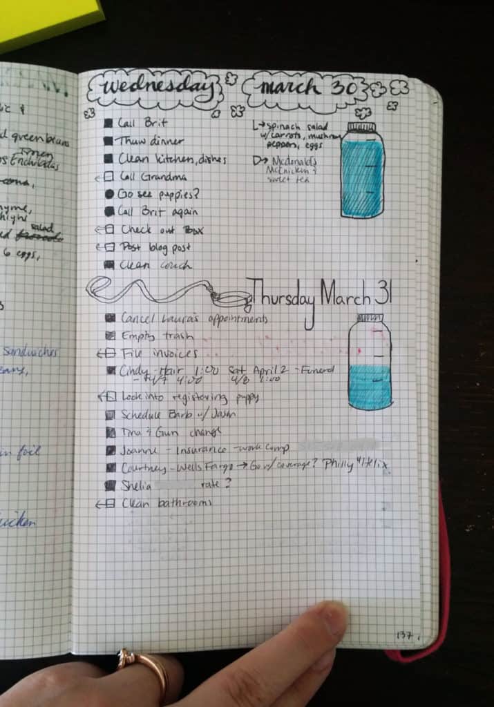 Setting up daily entries in the bullet journal
