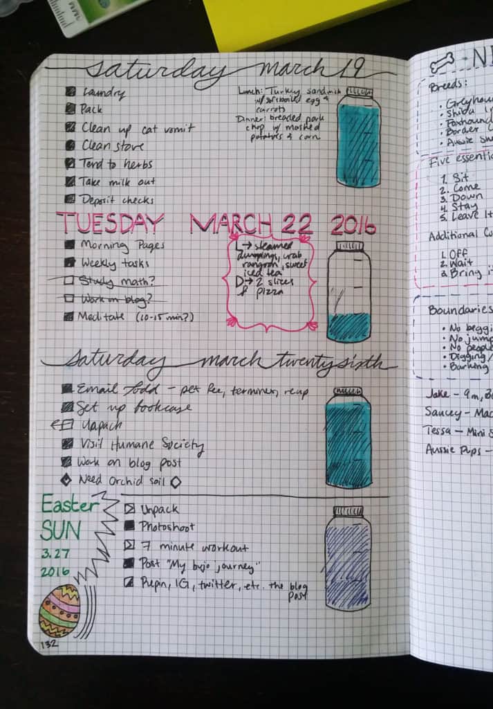 Setting up daily entries in the bullet journal