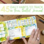 habit tracker page in a bullet journal with text 45 Daily Habits to Track in Your Bullet Journal