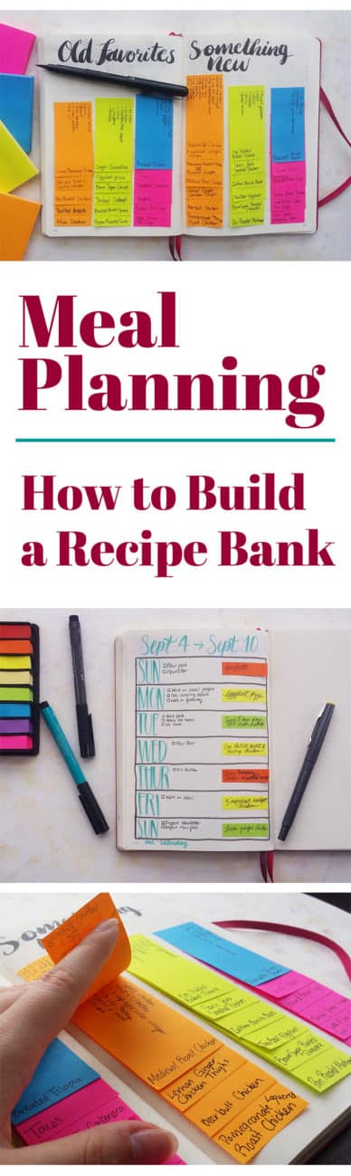 Do you find yourself cooking the same five meals over and over again? Break out of that rut by creating a recipe bank for fun and efficient meal planning!