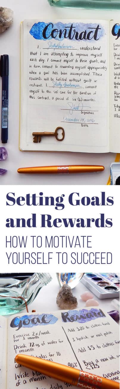 Setting goals is easy, but it's much harder to accomplish those goals. There are lots of methods for going about this task, but I have always found that one simply needs the proper motivation. That's why I set goals and rewards! Here's how I use this simple trick to push myself toward success. #goalsetting #bulletjournal #goals