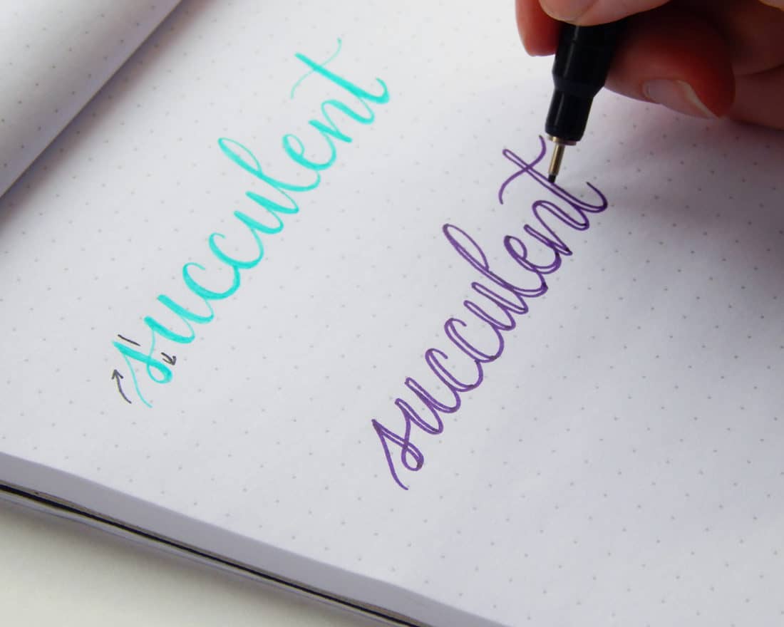 Faux Calligraphy - A turorial with interesting words with The Painted Pen