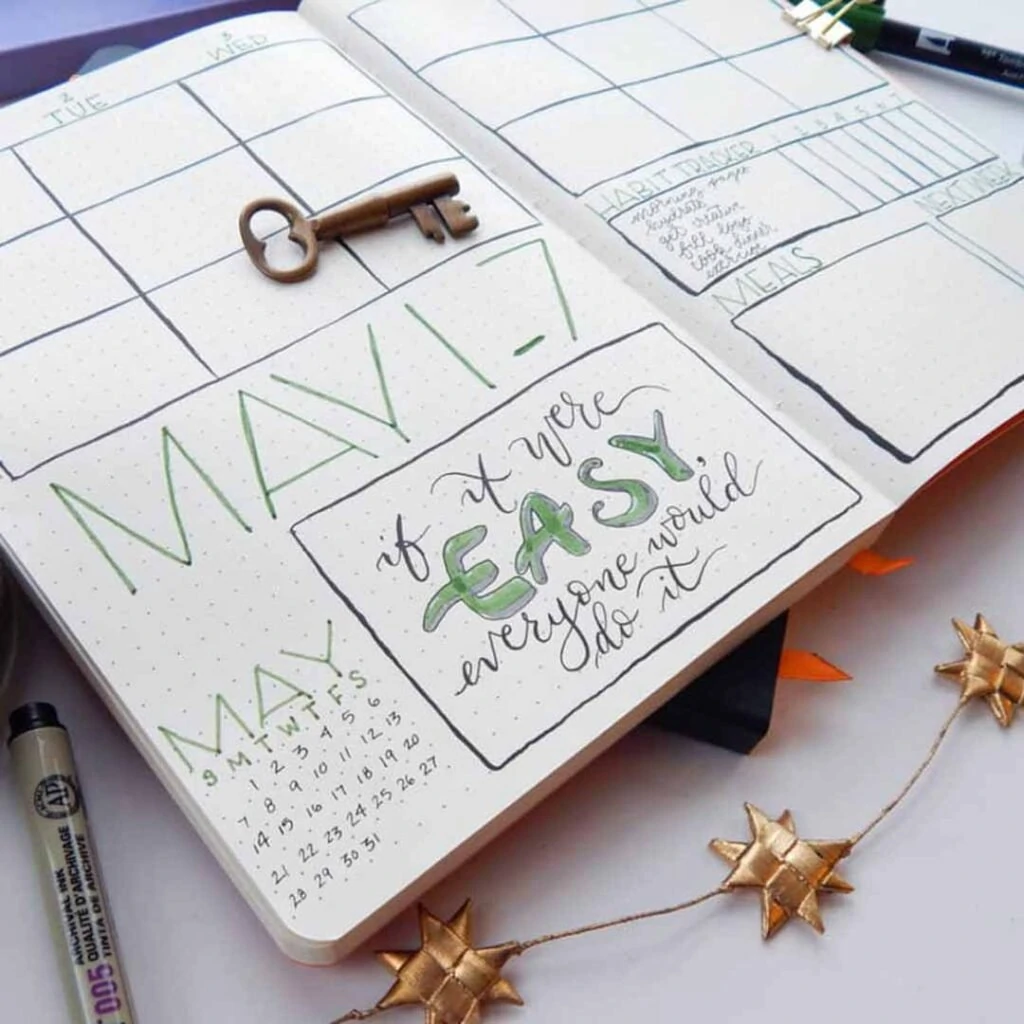 close up of the block scheduler on a journal weekly spread
