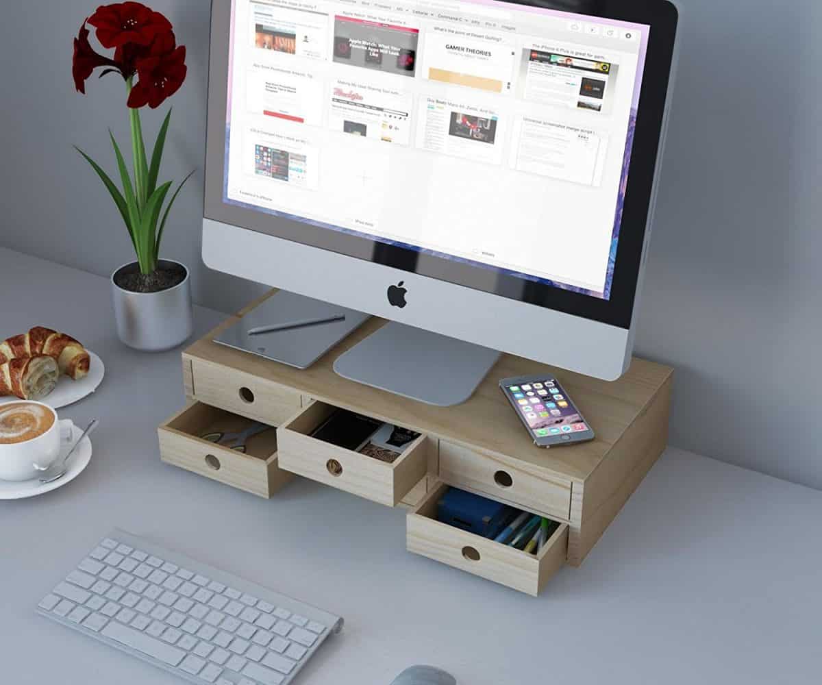 monitor stand with drawers LittleCoffeefox
