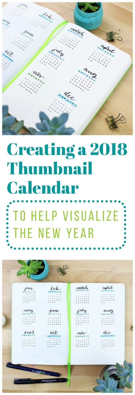 There are a million fun things you can add to your 2018 bullet journal, and they can get pretty complex. That's why I like to take a step back and do something as simple as this 2018 thumbnail calendar to help me wrap my head around the new year!