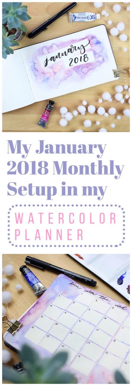 What better way to start off the new year than with a beautiful January monthly setup? This gorgeous set up in my watercolor planner was just what I needed to shake off the cobwebs of the holidays and launch into the year right.
