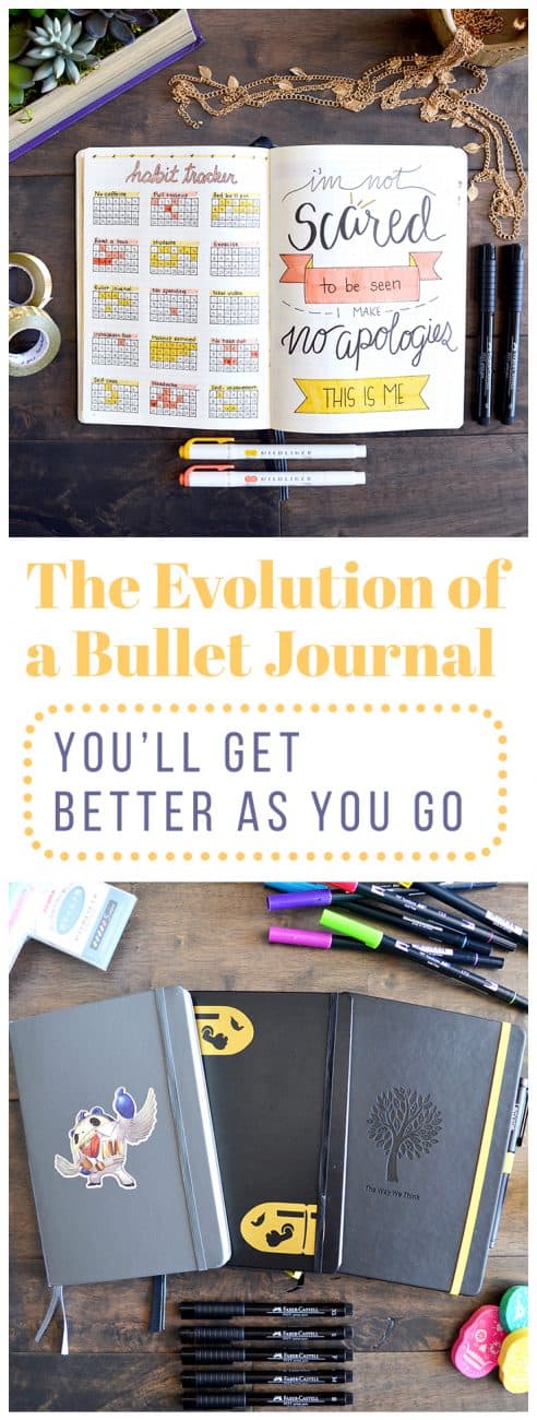 When you first begin your bullet journal, you might be frustrated or disappointed that it isn't super effective or beautiful yet. I totally get it, I've been there! Let me walk you through the evolution of a bullet journal from the beginning of my journey. Trust me, it gets better.
