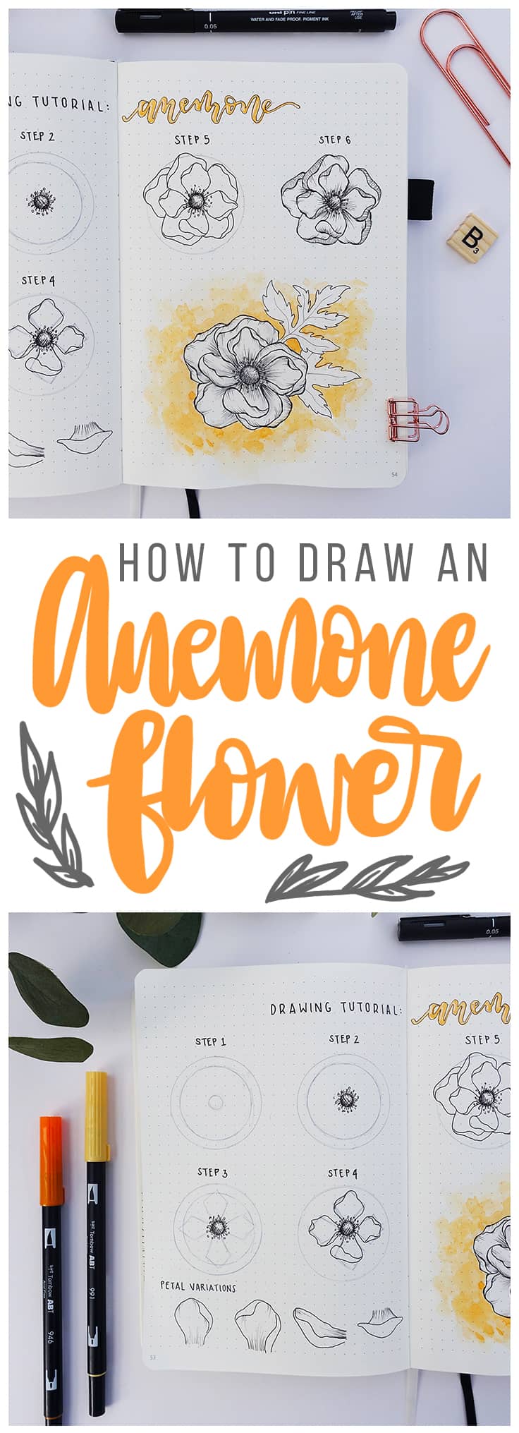 Drawing flowers is a quick and easy way to make your bullet journal spread pretty. By following this simple flower drawing tutorial, you will be able to start drawing beautiful flowers in your bullet journal too!