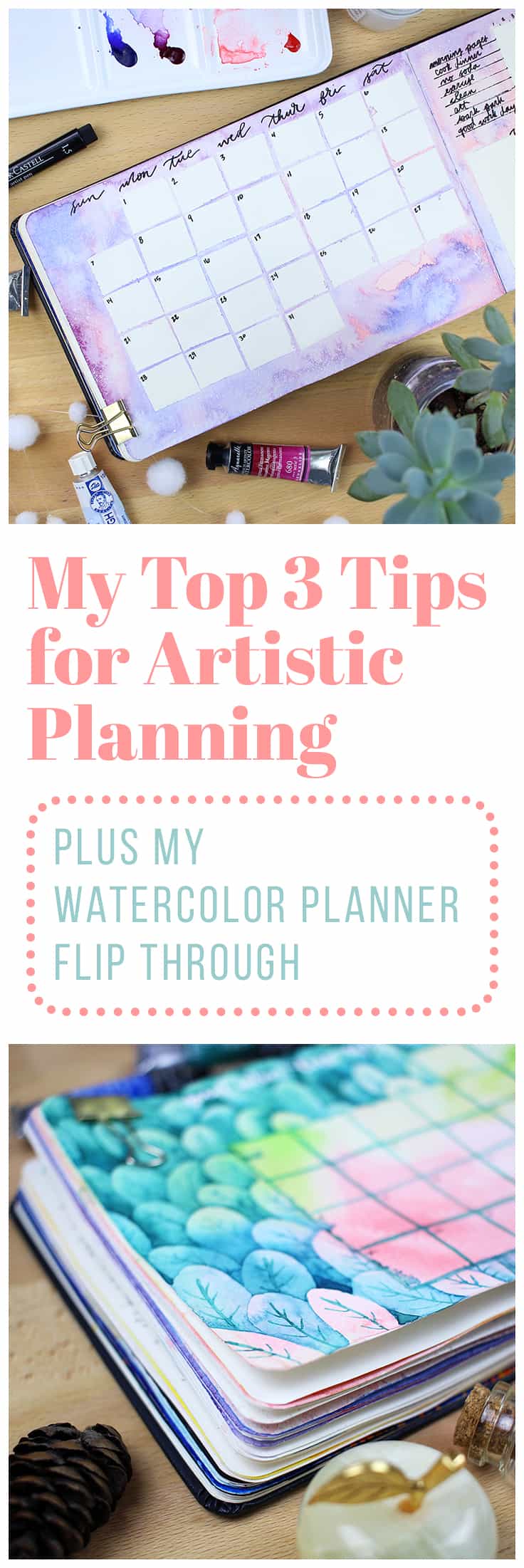After five months of using my watercolor planner, I finally finished the whole journal! Check out my watercolor planner flip through and see the top three tips for artistic planning that I learned along the way.
