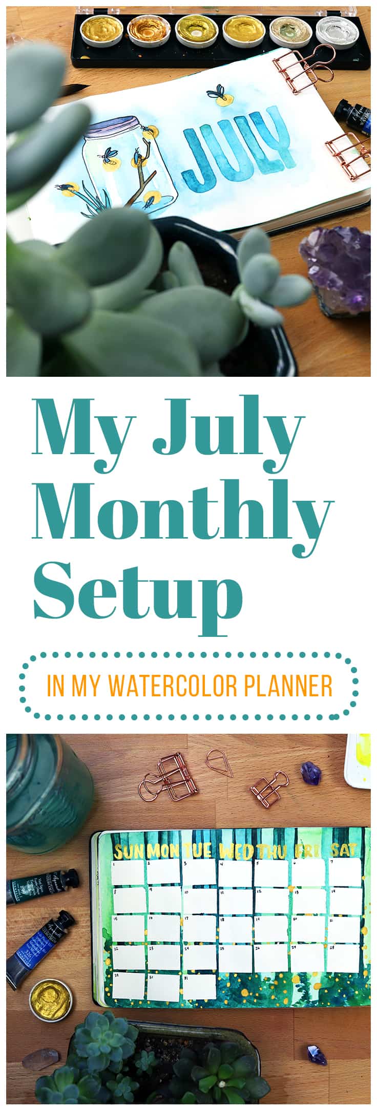 July brings a sensory feast -- the sounds of insects, the heat, the smell in the air. I wanted to capture that magic in my July 2018 Monthly Setup. So I did!
#watercolor #planner #bulletjournal