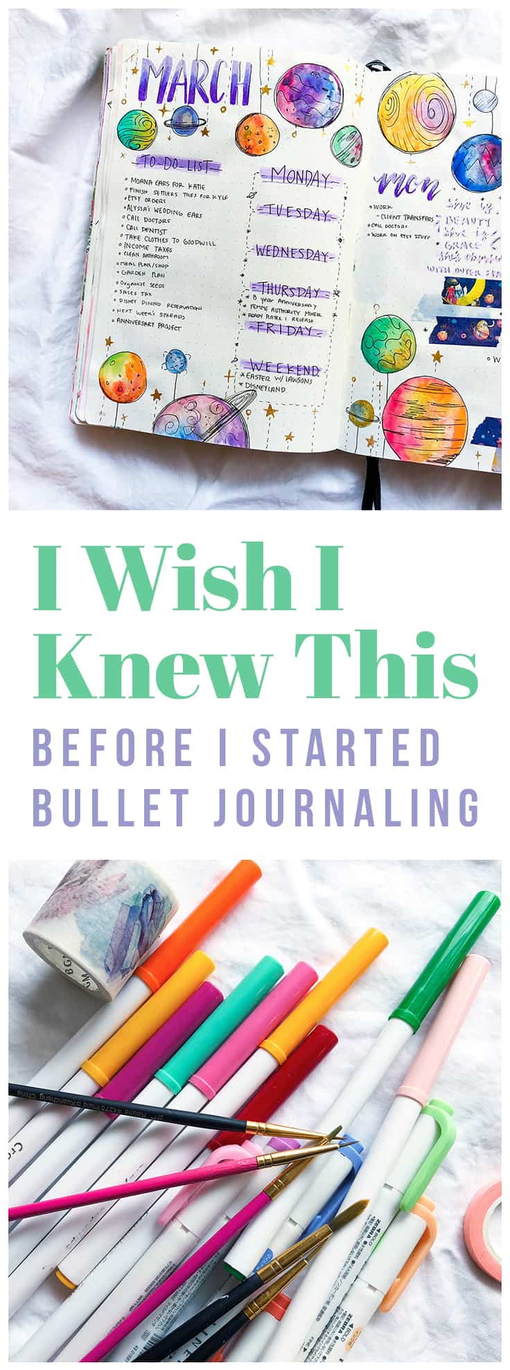 There are several things that I wish I knew before I started Bullet Journaling, but the biggest piece of advice I have is to not give up! Mistakes are a part of bullet journaling, and It doesn’t have to look like something you saw on Instagram. Bullet Journaling is not about being productive all the time, but rather giving you the freedom to do the things you want! #bulletjournal #bulletjournaltips #planning #productivity #startabulletjournal