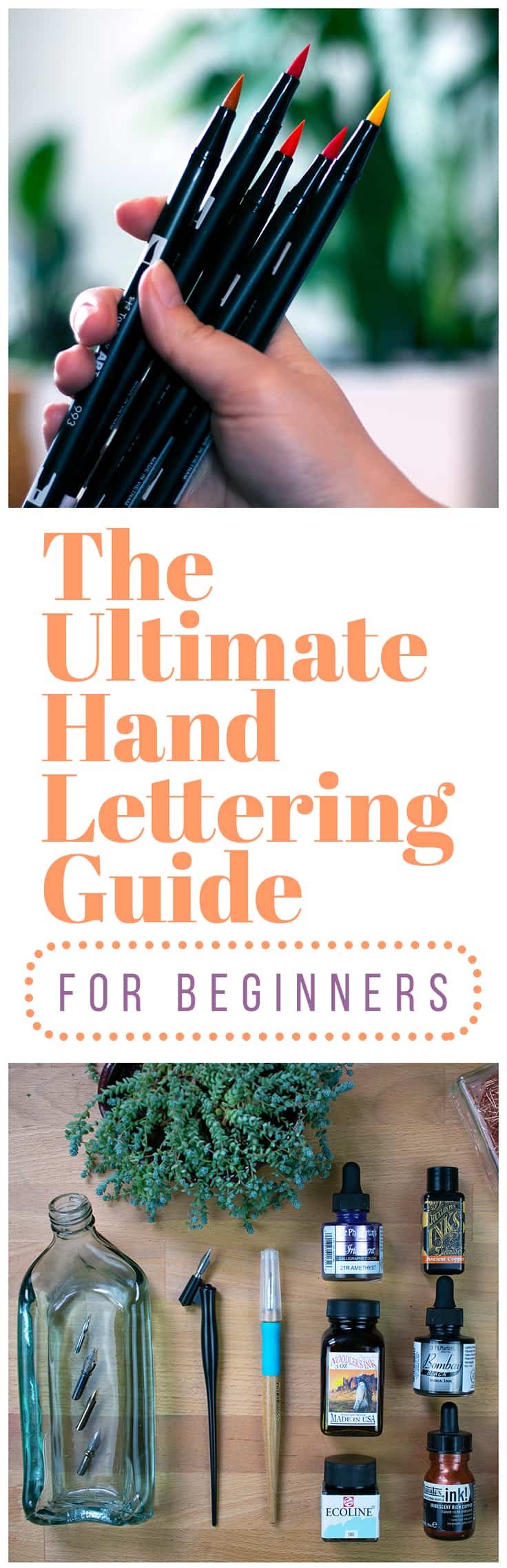 Always wanted to try hand lettering? Than this guide hand lettering guide is perfect for you! This lettering guide is one of the most comprehensive around, covering everything from modern brush lettering to calligraphy, and everything in between! #handlettering #lettering #brushlettering #calligraphy #moderncalligraphy #letteringtips #letteringtricks #letteringguide #letteringforbeginners