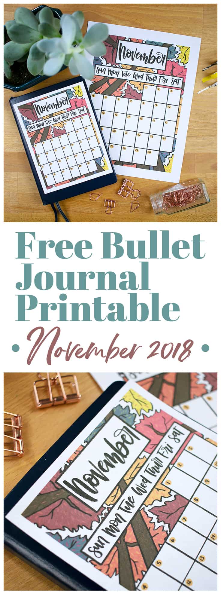 November is upon us! That means the holiday season is about to be in full swing. Are you ready? Get yourself prepared by downloading this colorful and FREE November 2018 calendar printable! It's perfect for your bullet journal, planner, and there's even a version that's just for your digital planner. Don't let this holiday season catch you off guard! #november2018 #bulletjournalprintable #digitalplannerdownload #free