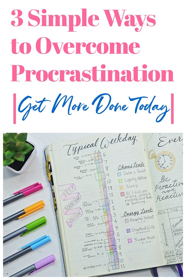 Procrastination - why do we do it? Sometimes the reasons are apparent. Cleaning the bathroom is a far less pleasant activity than watching Netflix - who wouldn't put it off in favor of just one more episode? Sometimes the roots of procrastination run much deeper. Check out 3 ways to overcome procrastination! #productivity #overcomeprocrastination #howtoovercomeprocrastination #procrastination